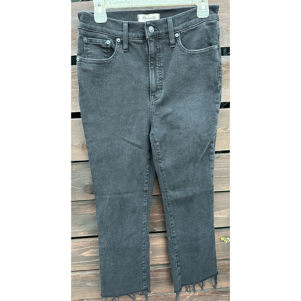 Madewell Women's Black Raw Strech High Waist Cali Demi Boot‎ *Size 29